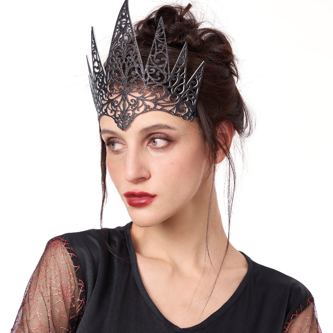 SPOOKTACULAR CREATIONS Halloween Headband Fairy Tale Queen Crown Black Hair Crown for Women,Halloween Party Props Cosplay Accessories
