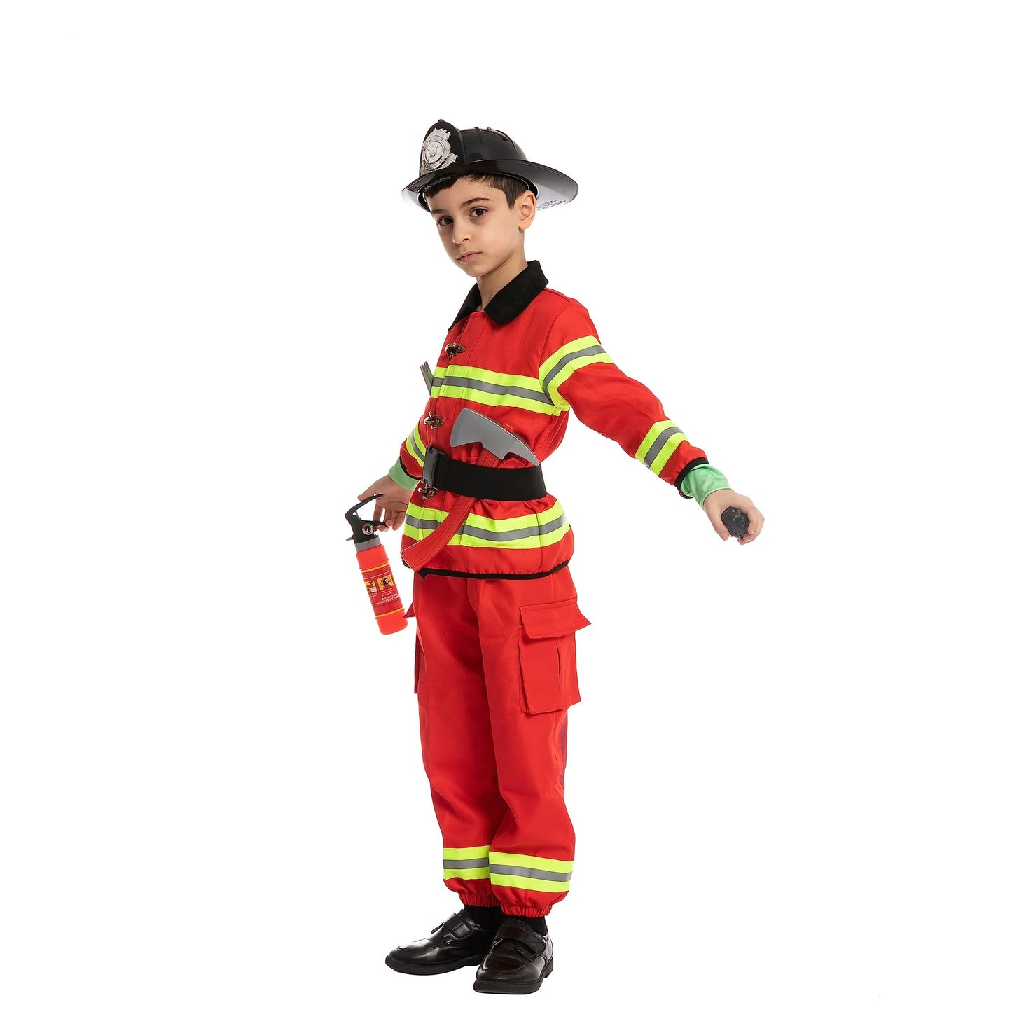 Joyfy Halloween Boys Fireman Costume, Firefighter Costume for Kids, Toddler Fireman Jumpsuit for Halloween Party Dress Up Cosplay