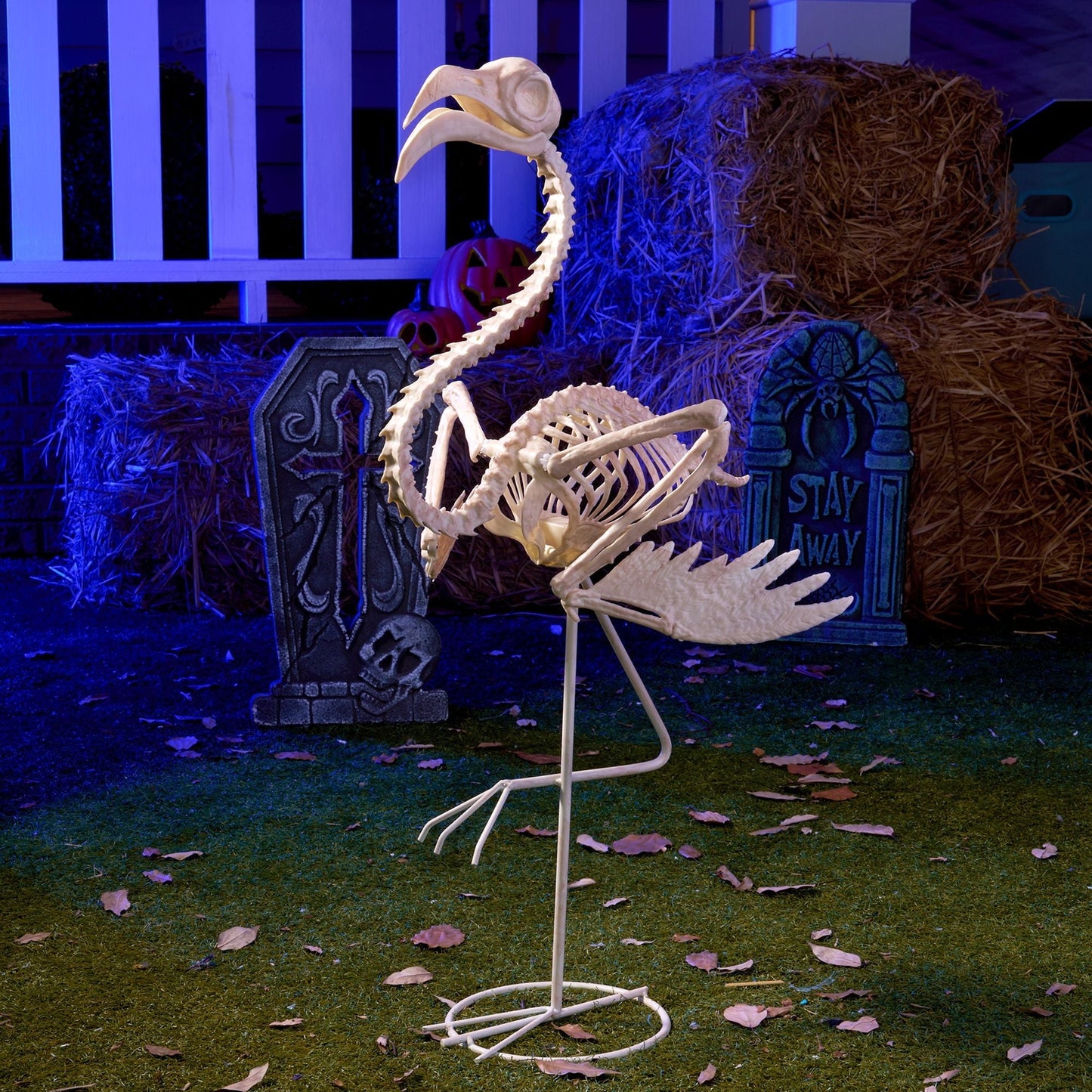 Joyfy Halloween Flamingo Skeleton , 28 Inch Tall Spooky Flamingo Posable Animal Skeleton with Movable Joints for Halloween Indoor Outdoor Decorations