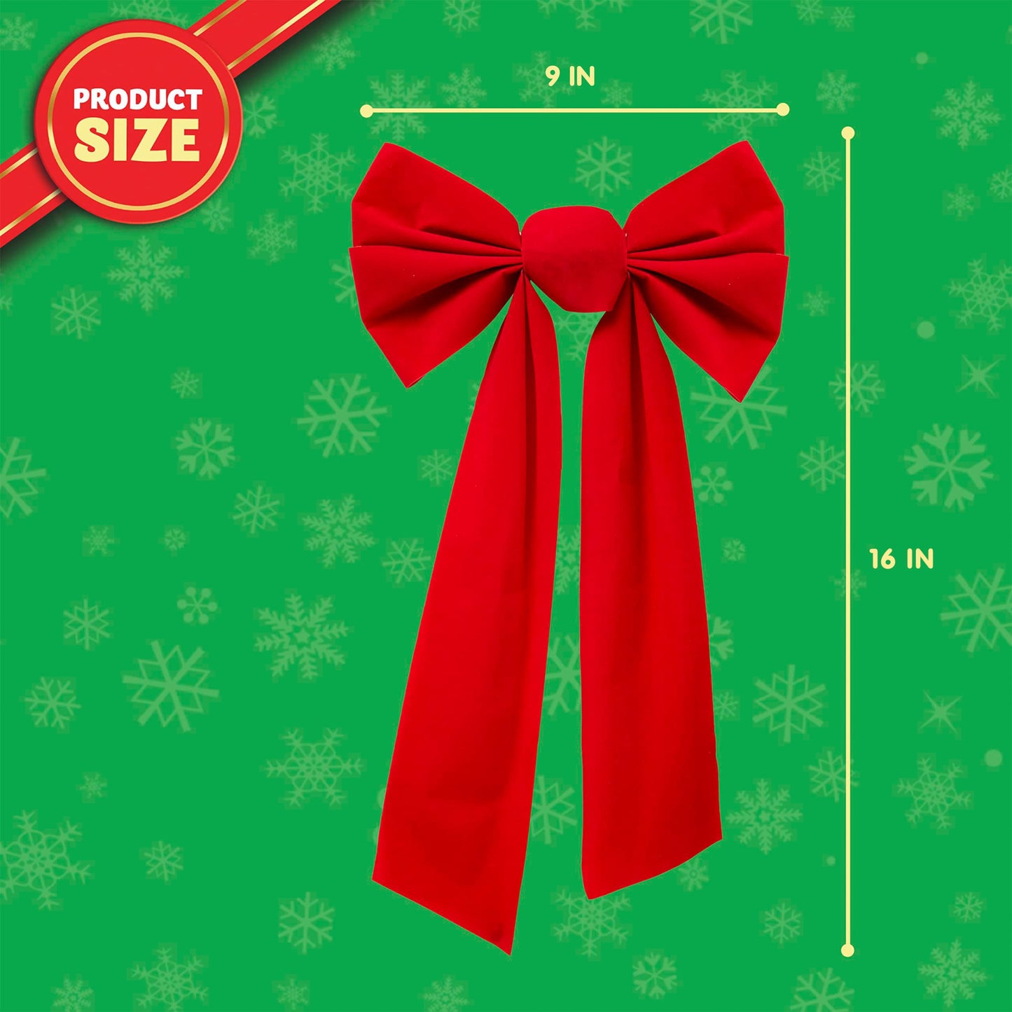Joyfy 12 Pcs 16"x 9" Red Velvet Bows for Christmas Tree, Wreath, Garland Decor, Indoor Outdoor Holiday Decorations