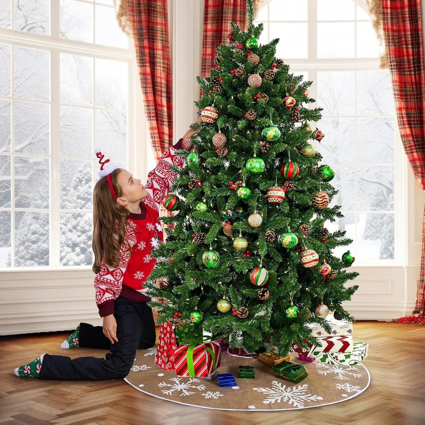 Joyfy Christmas Tree Skirt 36 Inch, Holiday Party Intdoor Decoration