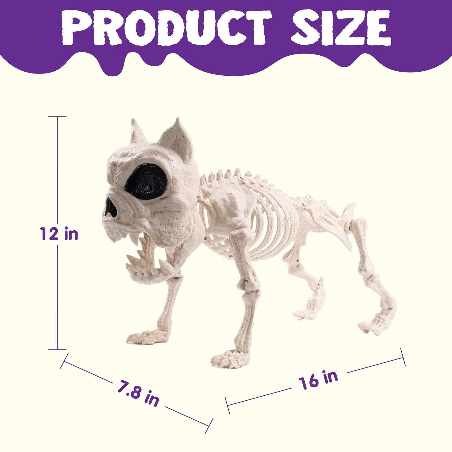 Syncfun 2 Pcs Dog Skeleton Halloween Decoration,16 Inch Posable Plastic Animals Halloween Skeleton for Indoor Outdoor Halloween Decorations,Haunted House Party Props