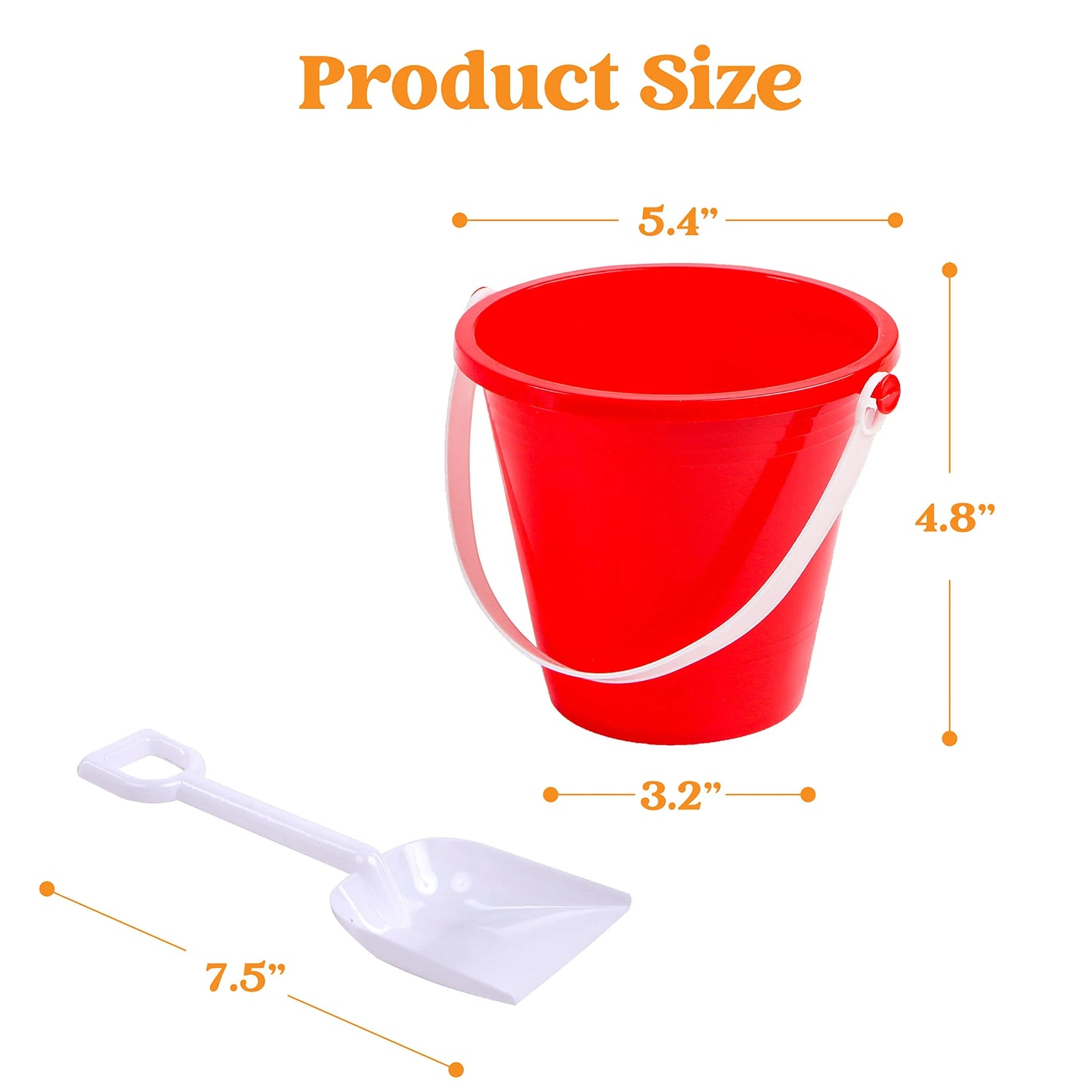 Joyfy 12 Packs Sand Buckets with Shovels, Plastic Buckets with Handles, Beach Pails Toys for Kids
