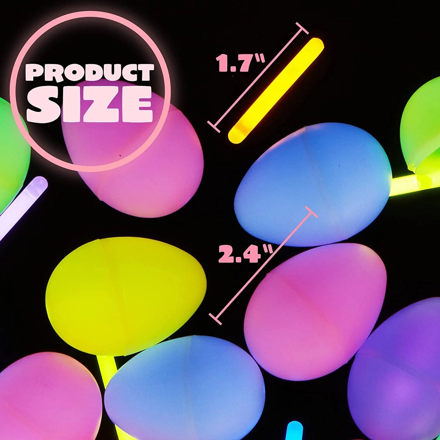72 Piece Easter Eggs with Mini Glow Sticks for Kids Glow in the Dark, Easter Basket Filler Gifts, Easter Themed Hunting Game Party Favors Decoration Supplies, Classroom Prizes.
