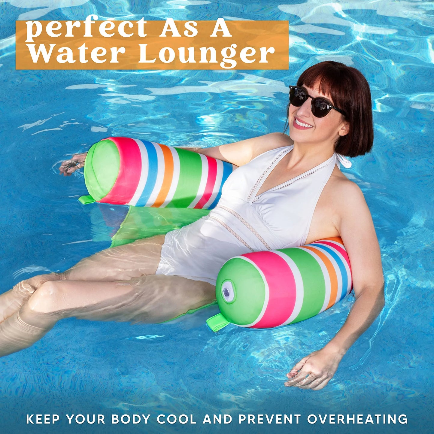 Syncfun 2 Packs Inflatable Pool Floats Chairs for Adults, Floating Noodle Chair with Stripes for Swimming Pool Water Chair Pool Lounger Party Floaties
