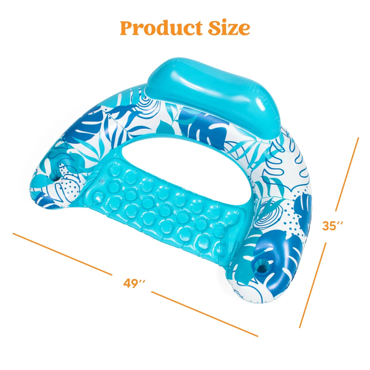 Syncfun 2 Packs Inflatable Pool Chair Float for Kids & Adults, Pool Floaties with 2 Cup Holder, Pool Loungers for Pool Lake Travel Beach