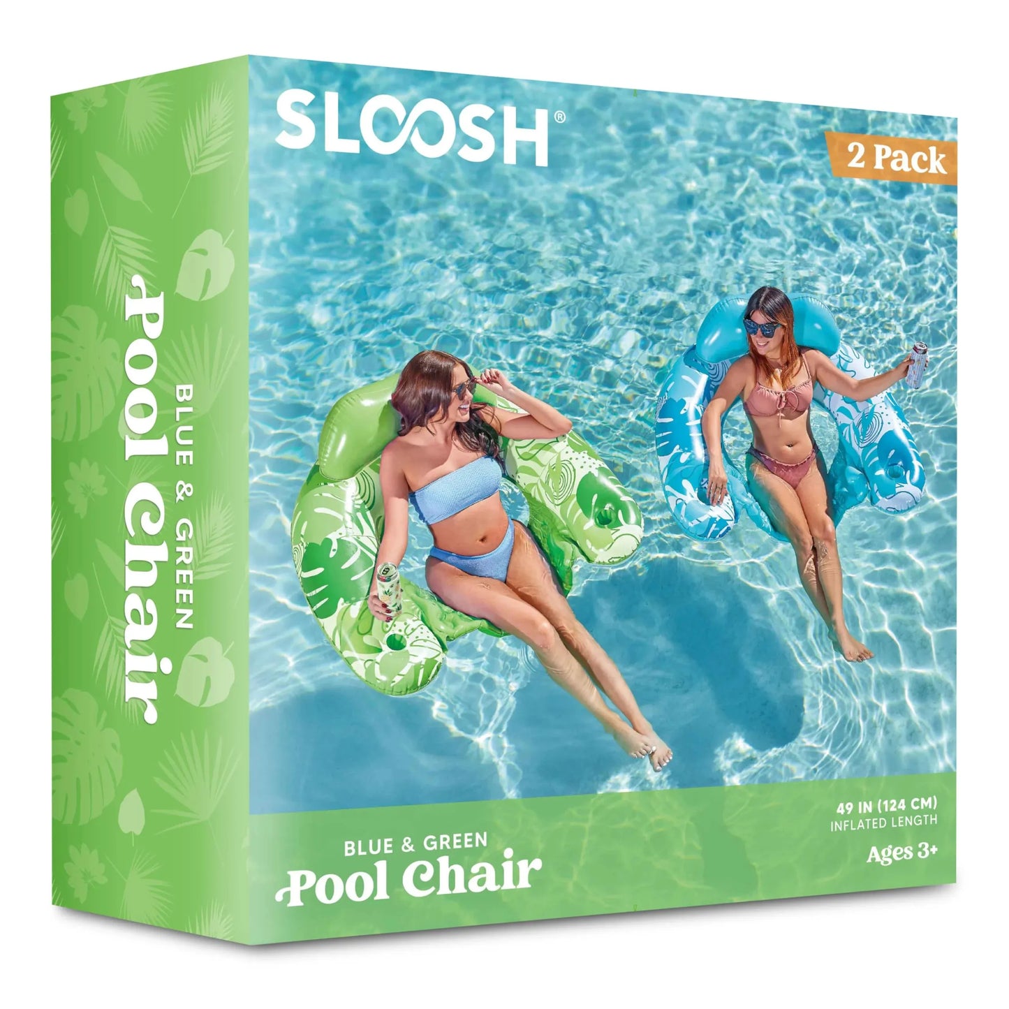 Syncfun 2 Packs Inflatable Pool Chair Float for Kids & Adults, Pool Floaties with 2 Cup Holder, Pool Loungers for Pool Lake Travel Beach