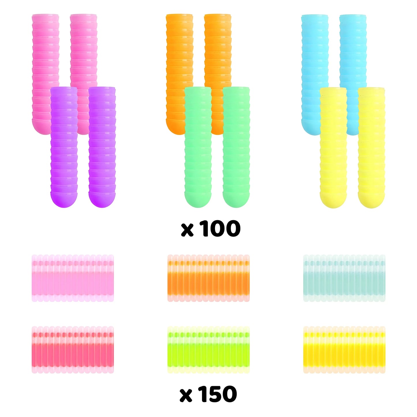100 Easter Dark Glow Eggs with 150 Mini Sticks for Kids Glow-in-the-dark Easter Egg Hunting, Basket Filler Stuffing Gifts