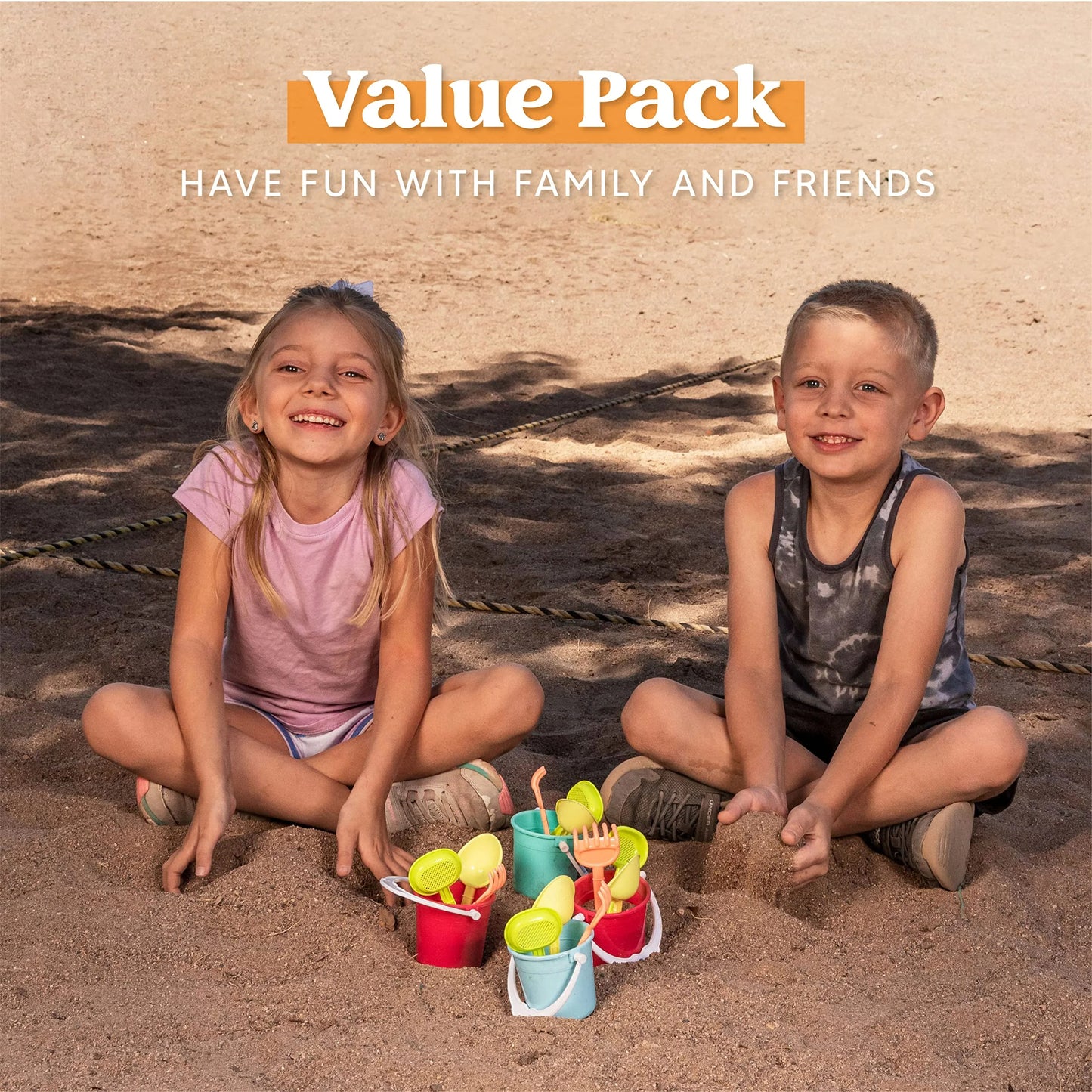 12 Packs Beach Sand Bucket and Shovel Set, 3" Mini Beach and Sand Toys for Kids Party Favor - Use for Sand Molds