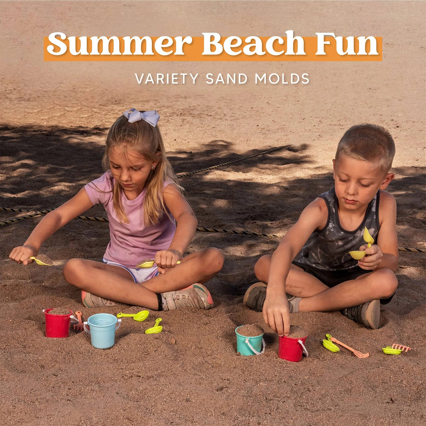 12 Packs Beach Sand Bucket and Shovel Set, 3" Mini Beach and Sand Toys for Kids Party Favor - Use for Sand Molds