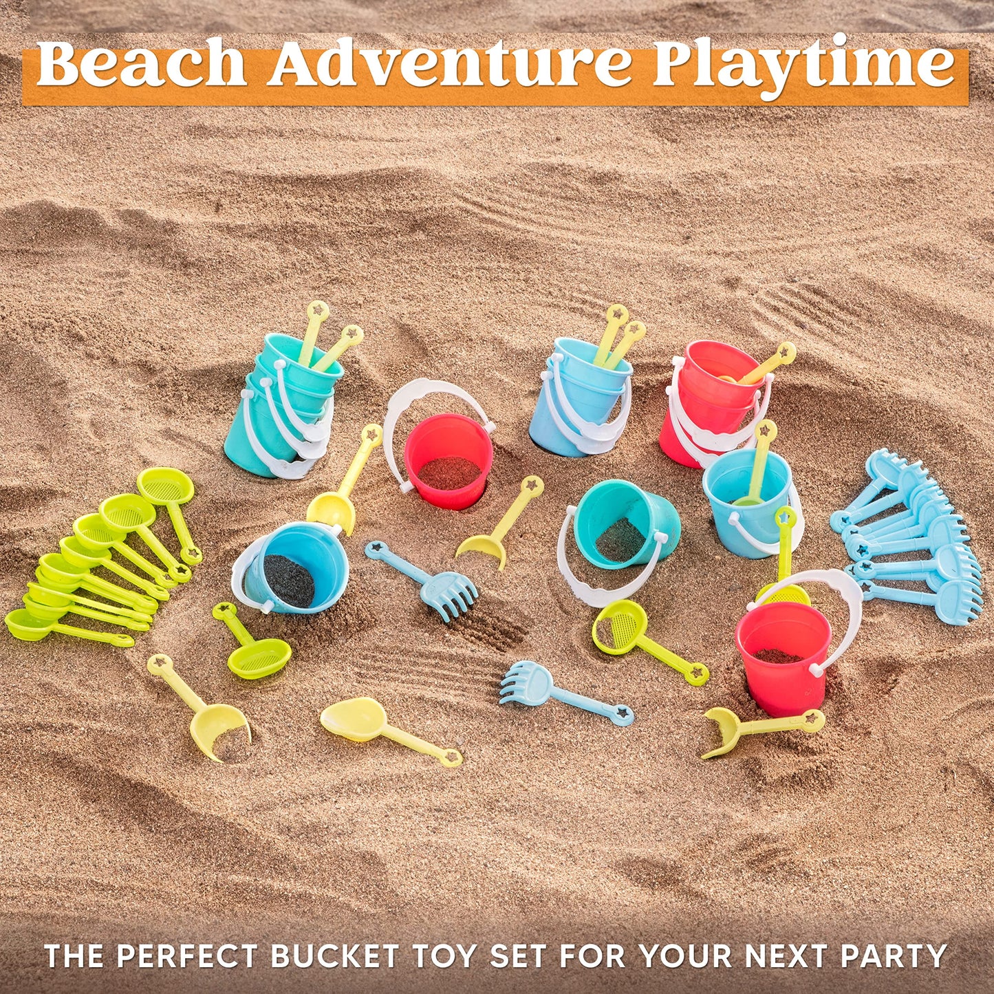 12 Packs Beach Sand Bucket and Shovel Set, 3" Mini Beach and Sand Toys for Kids Party Favor - Use for Sand Molds