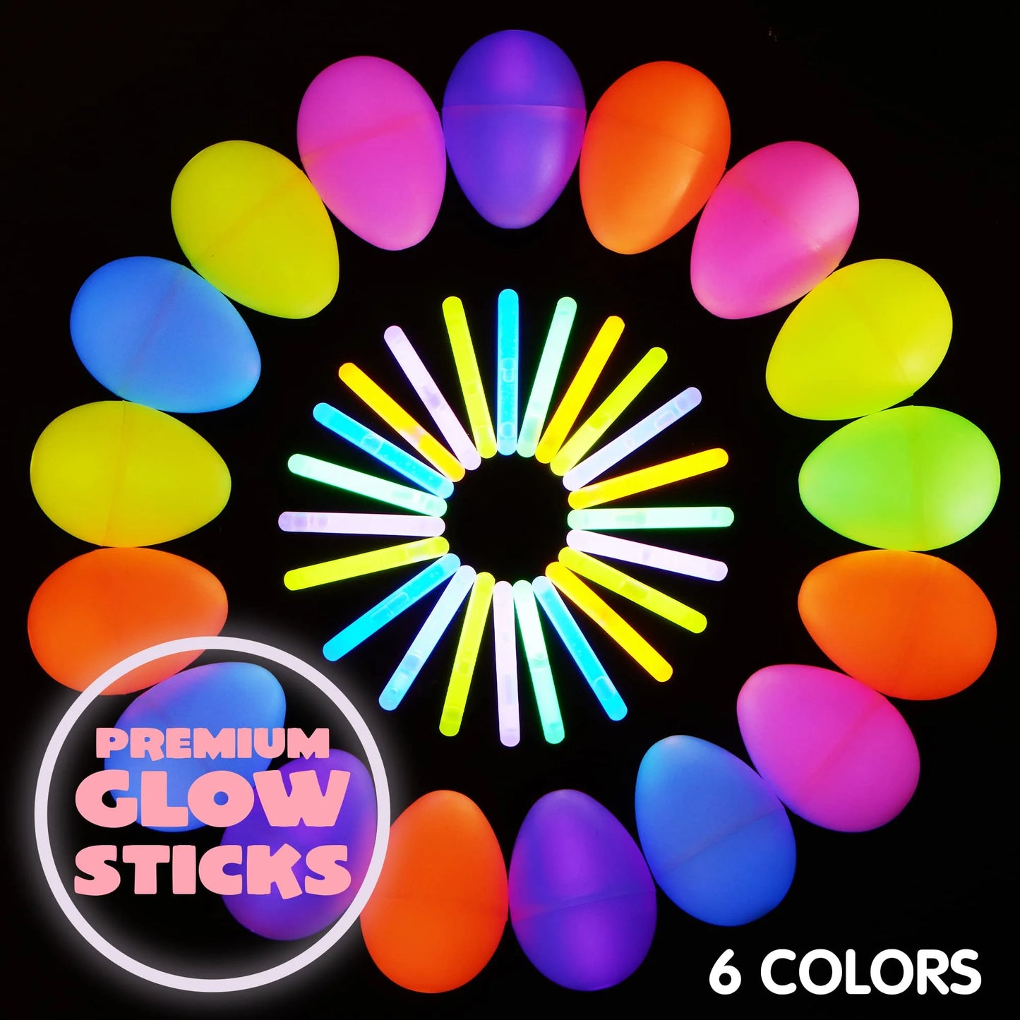 200 Easter eggs with 300 Easter glow sticks, children glow in the dark Easter basket mat