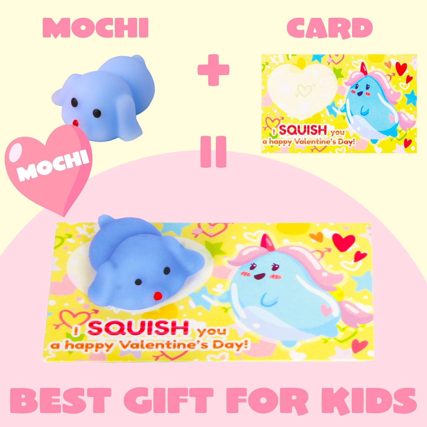 28 Packs Valentines Day Cards pack with Mochi Squishy Toys Set, Cute Animal Squeeze Fidget Toys for Kids Valentines School Class Exchange Cards, Valentine Party Favors