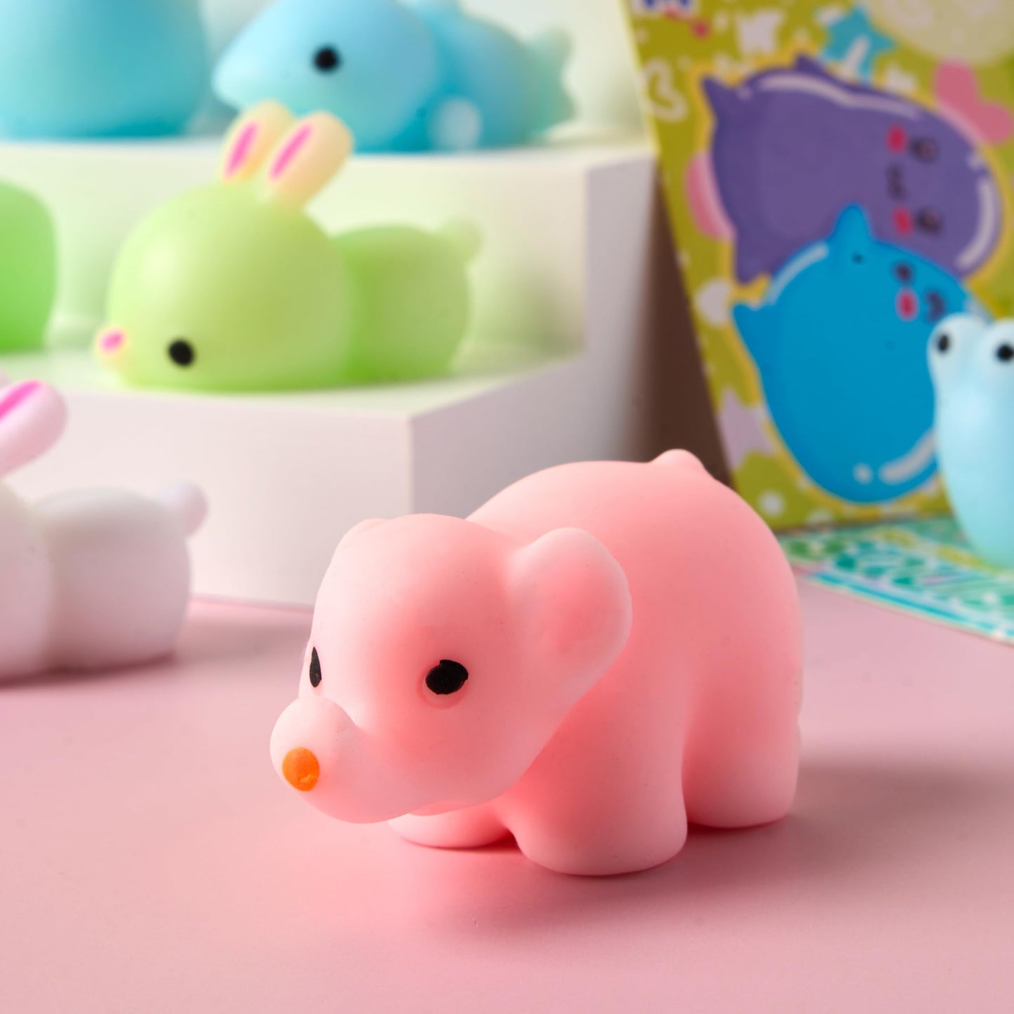 28 Packs Valentines Day Cards pack with Mochi Squishy Toys Set, Cute Animal Squeeze Fidget Toys for Kids Valentines School Class Exchange Cards, Valentine Party Favors