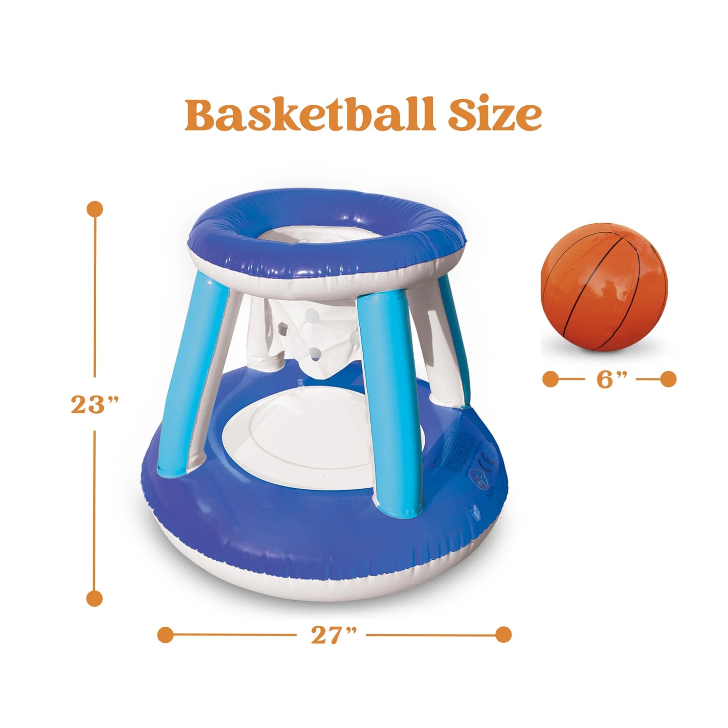 Inflatable Pool Float Game Set with Inflatable Volleyball Net & Basketball Hoops, Summer Pool Game for Kids and Adults - Dark Blue