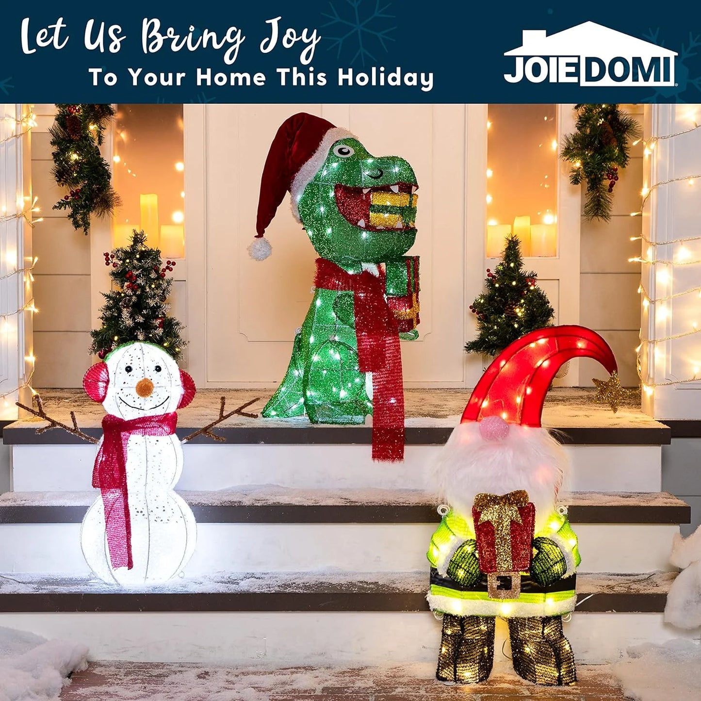 2.3 FT Dinosaur Yard Light Christmas Outdoor Decorations,60 Pre-Lit LED Cool White Christmas Decorations,Christmas Yard Light with Stakes Decorations Outdoor Holiday Decor