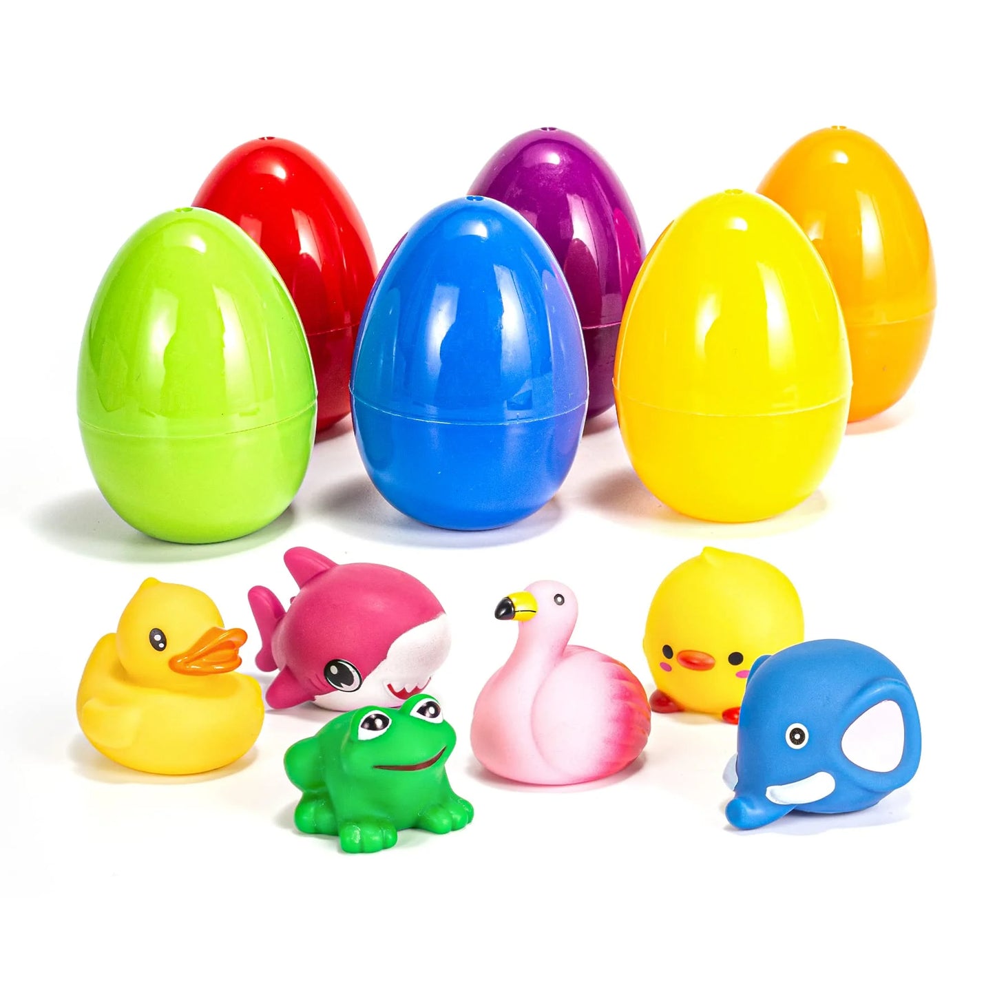 6 Pcs Prefilled Easter Eggs with Light Up Bath Toys Toys Inside for Kids Boys Girls Toddlers,Easter Basket Stuffers Gifts Party Favors
