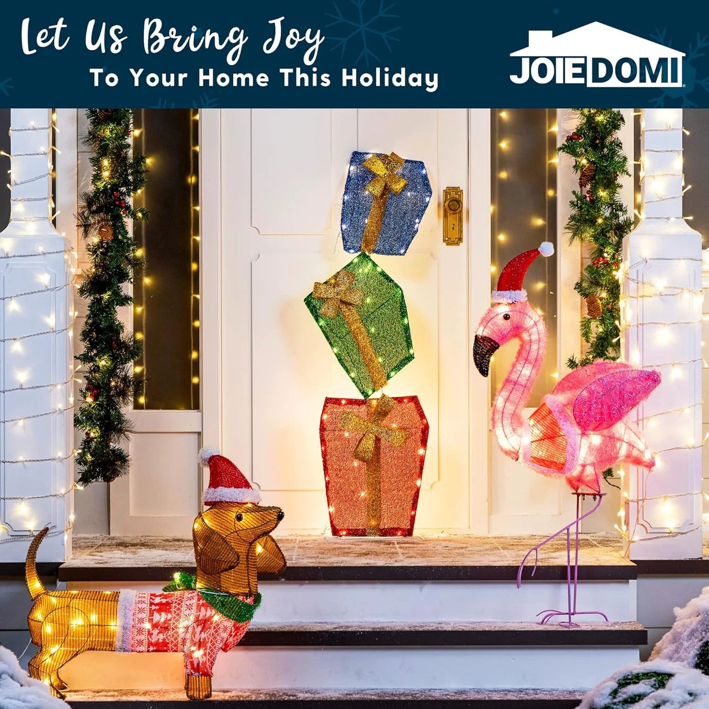 4 FT Gift Boxes Yard Light Christmas Outdoor Decorations,60 Pre-Lit LED Stacked Gift Boxes Christmas Decorations,Christmas Yard Light with Stakes Decorations Outdoor Holiday Decor