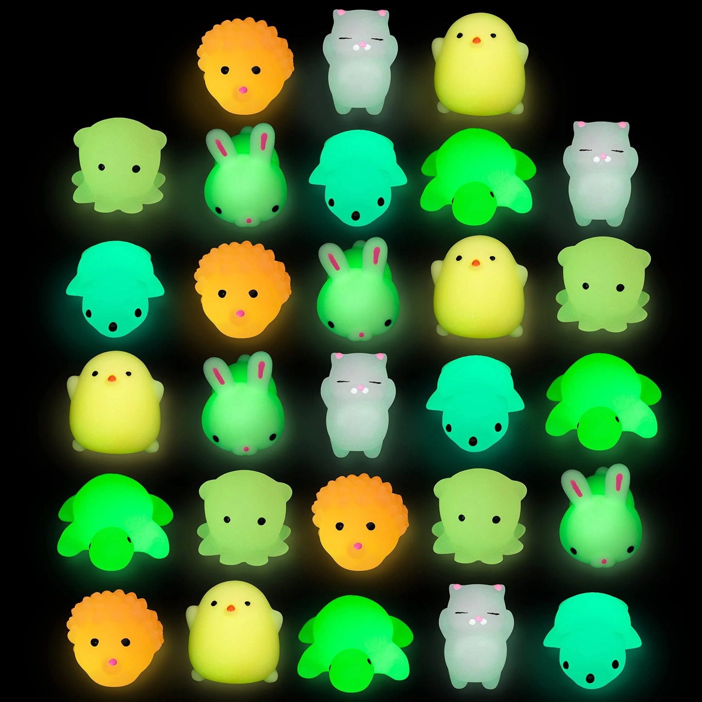 28 Packs Valentines Day Gift Cards with Mochi Squishy Toys , Squishies Glow in The Dark Fidget Toy for Kids Valentine School Class Cards