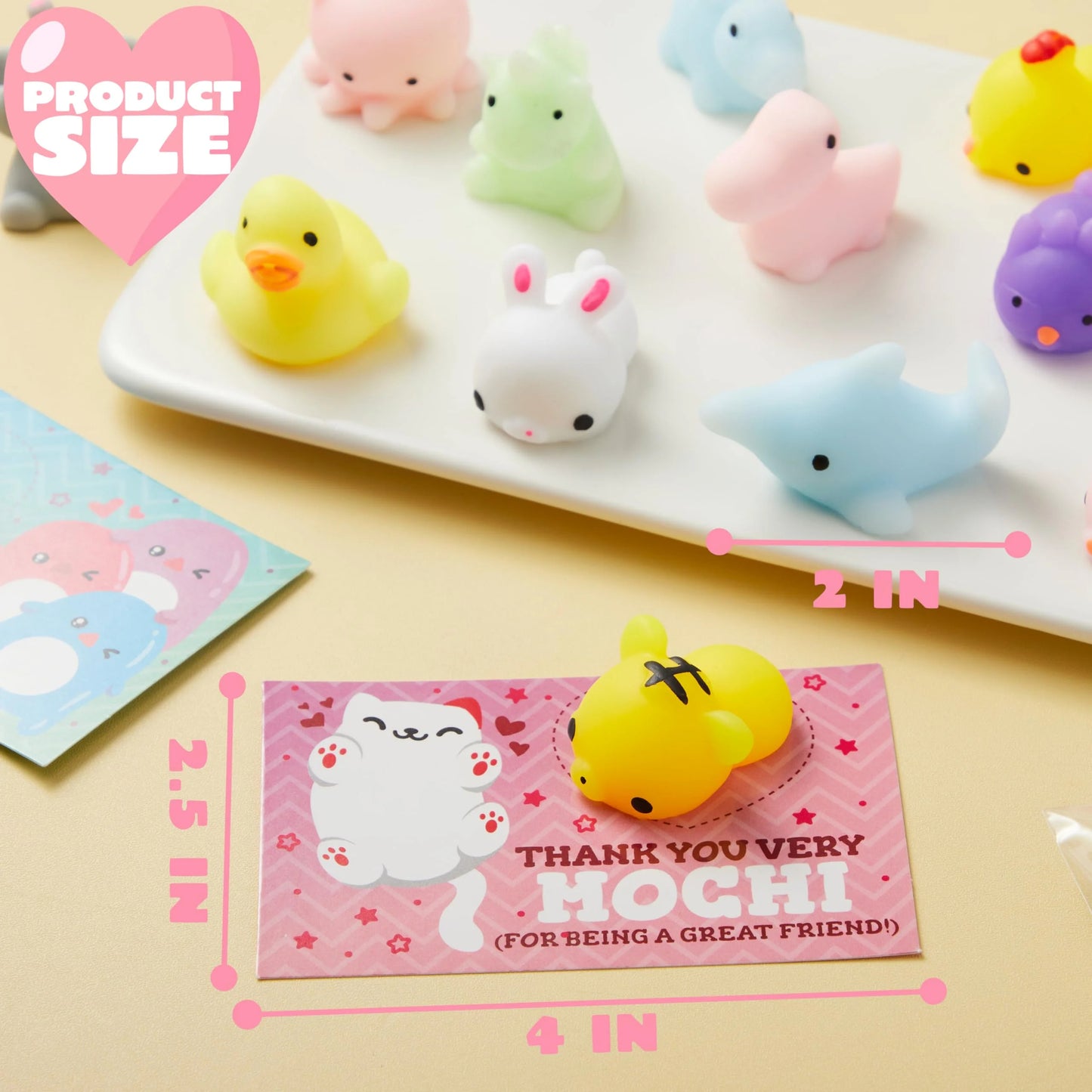 28 Packs Valentines Day Cards with Squishy Toys for Kids, Cute Animals Mochi Squishies Fidget Toy for Kids School Classroom Exchange Cards, Valentine Party Favors