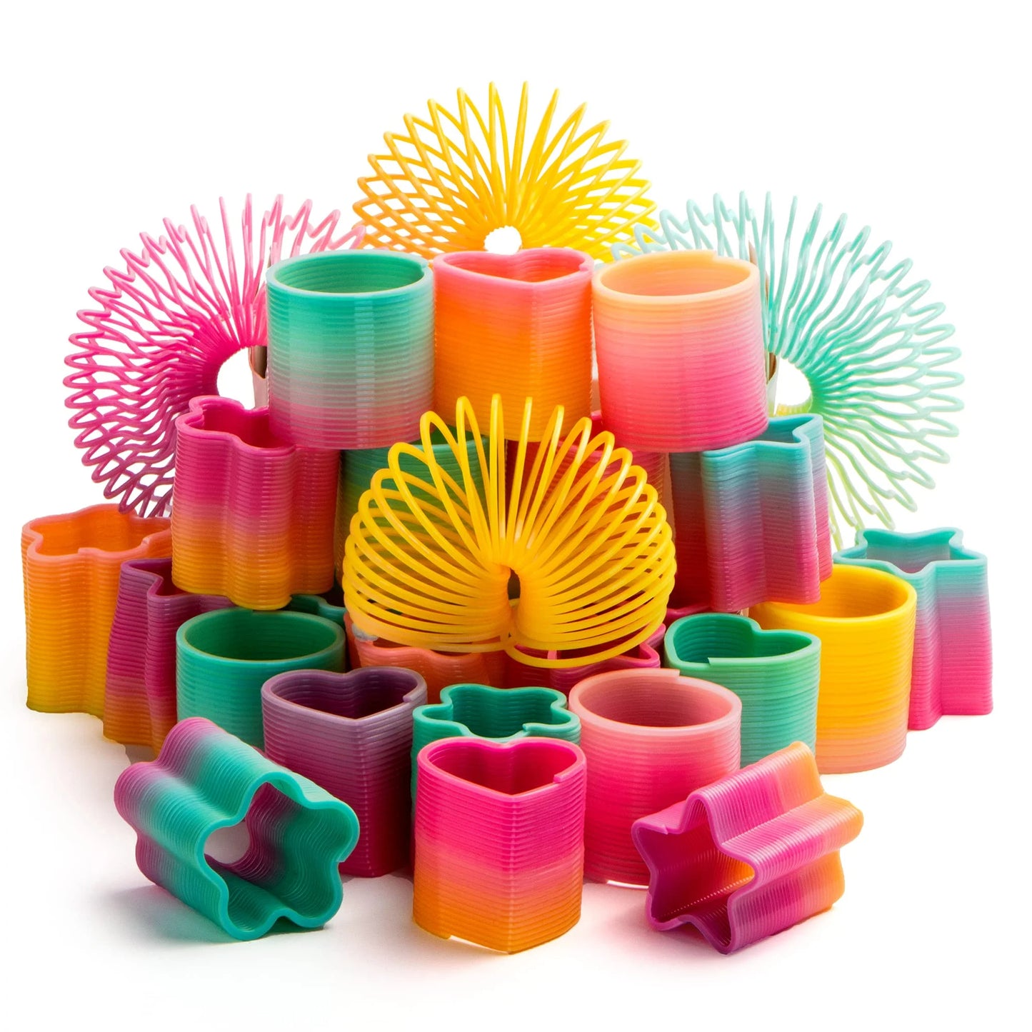 28 Packs Valentines Day Cards with Rainbow Springs Toys, Fidget Valentines for Kids Class Valentines Games Favors