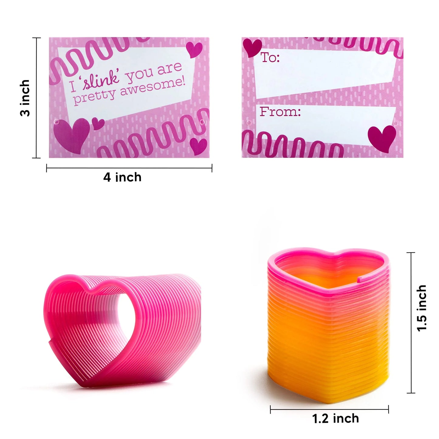 28 Packs Valentines Day Cards with Rainbow Springs Toys, Fidget Valentines for Kids Class Valentines Games Favors