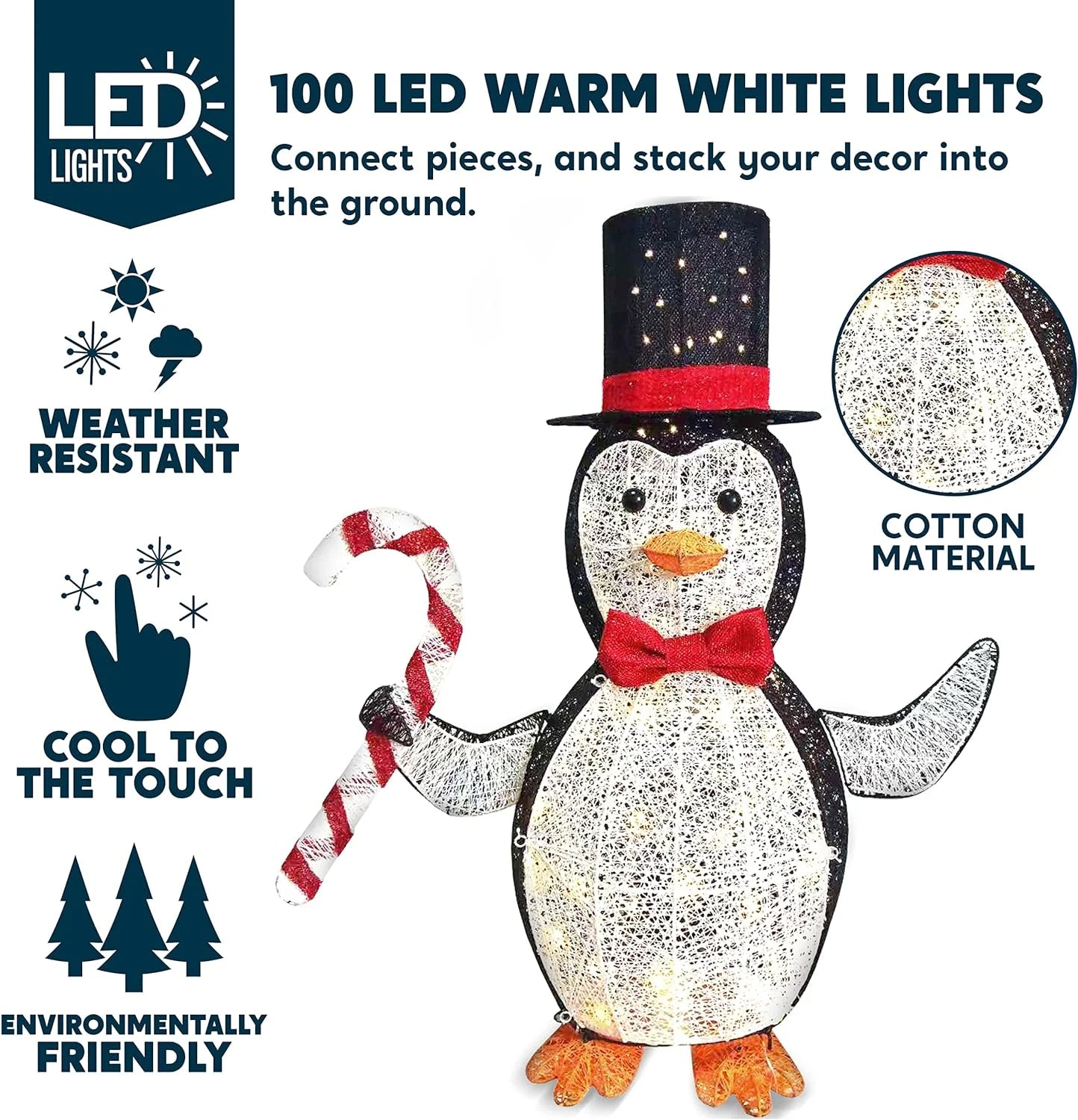 3 FT Penguin Yard Light Christmas Outdoor Decorations,120 Pre-Lit LED Christmas Decorations,Christmas Yard Light with Stakes Decorations Outdoor Holiday Decor