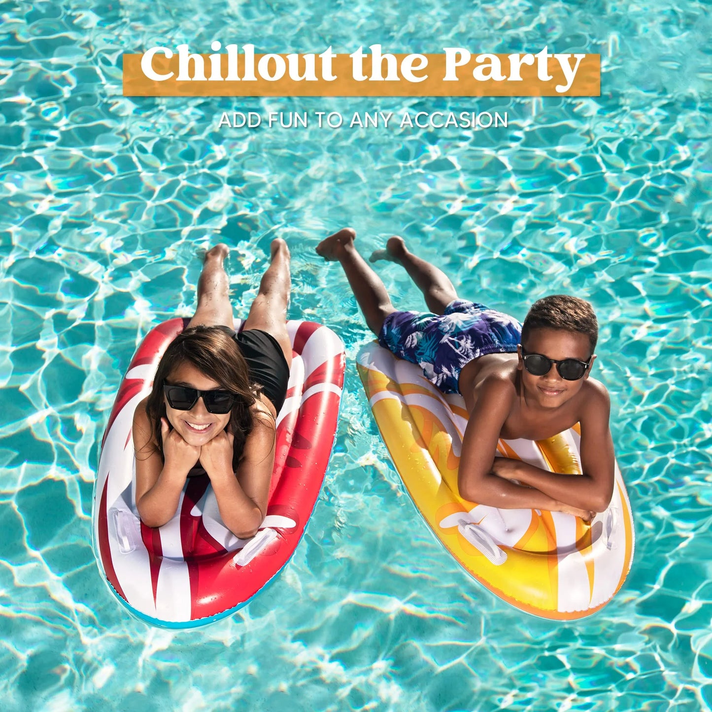 Syncfun 2 Packs Inflatable Bodyboard for Kids Swimming Pool Floating Toys