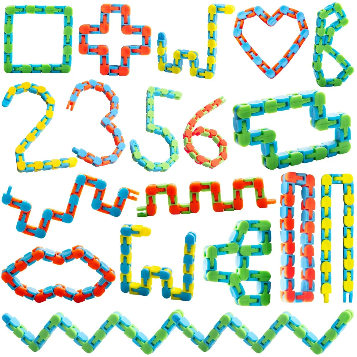 28 Packs Wacky Tracks with Valentines Day Cards, Twist Track Fingers Snake Puzzles Fidget s for Kids Valentines Class Exchange Cards Party Favors