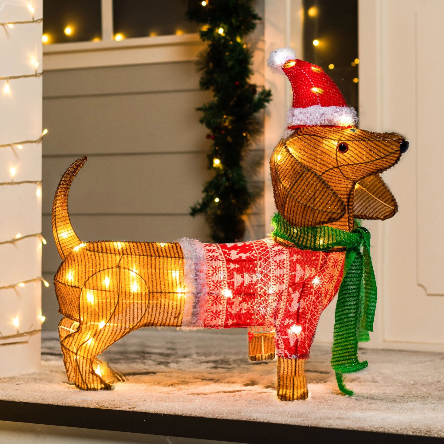 2 FT Wiener Dog Yard Light Christmas Outdoor Decorations,40 Pre-Lit LED Christmas Decorations,Christmas Yard Light with Stakes Decorations Outdoor Holiday Decor