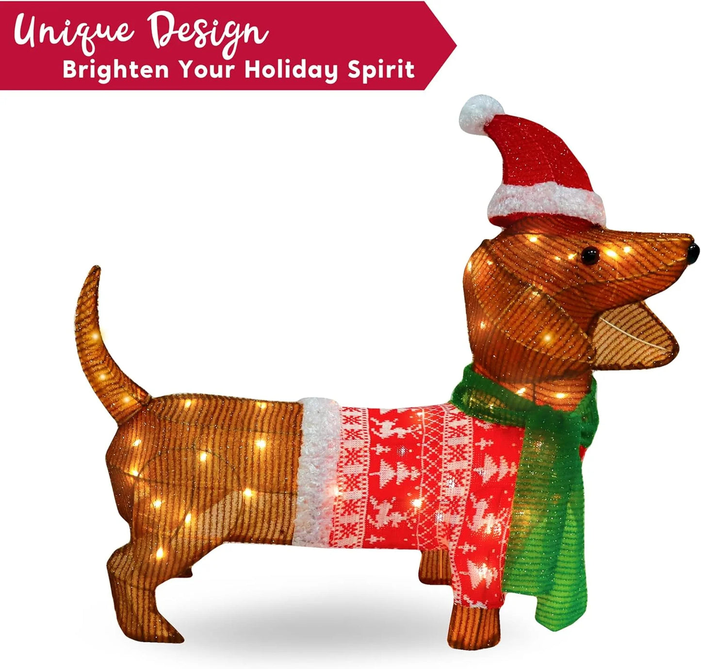 2 FT Wiener Dog Yard Light Christmas Outdoor Decorations,40 Pre-Lit LED Christmas Decorations,Christmas Yard Light with Stakes Decorations Outdoor Holiday Decor