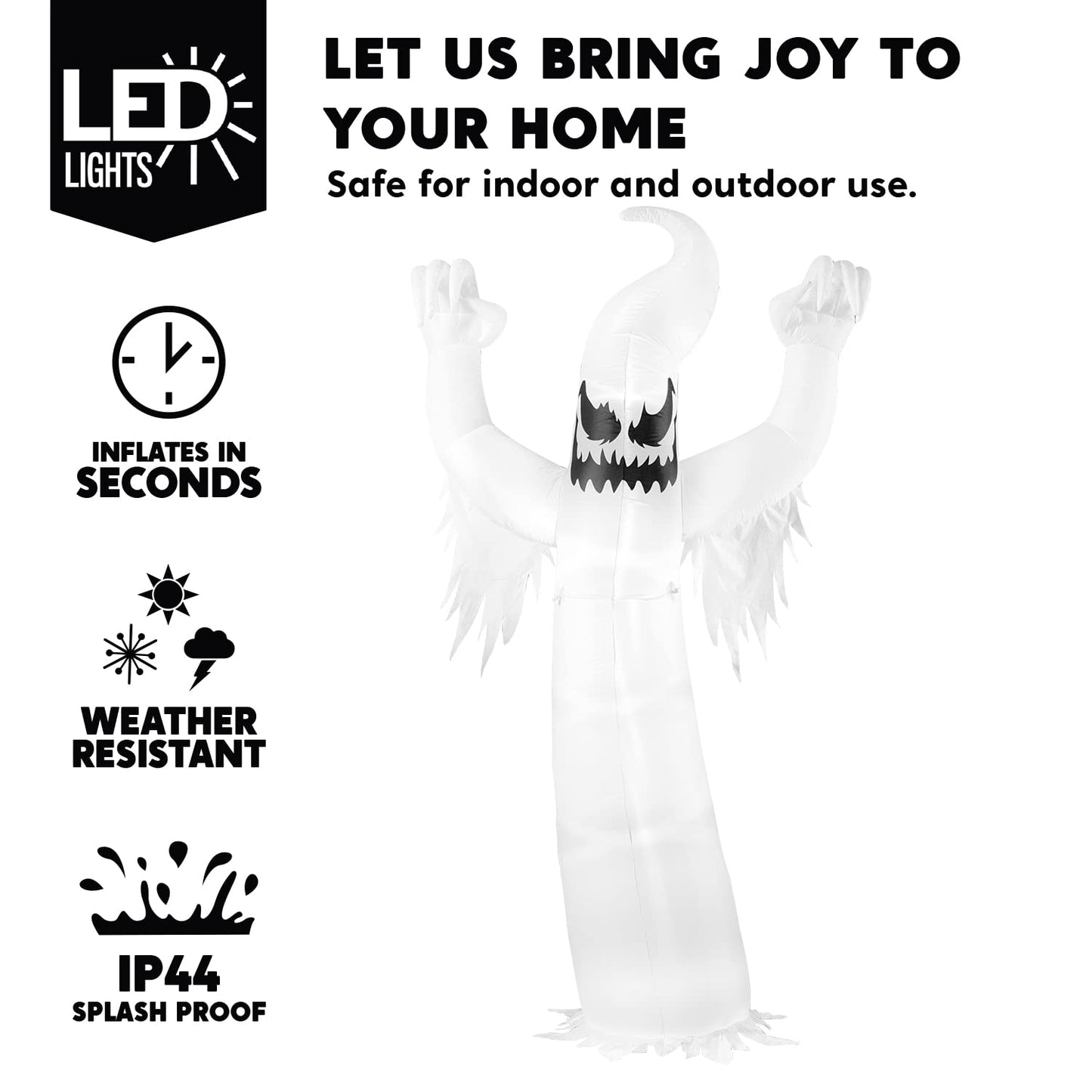 SYNCFUN 12 ft Halloween Inflatable Ghost,Giant Ghosts inflatables with Build-in LEDs Outdoor Decorations,Blow Ups Halloween Yard Inflatables