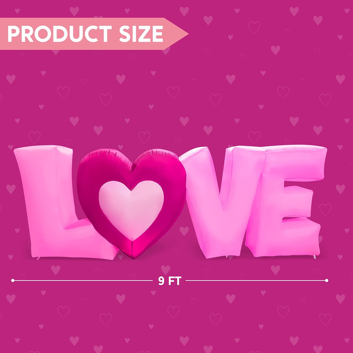 9 FT Long Valentine Inflatable Love Letters with Build-in LED Lights, Blow up Valentine Romantic Holiday Decor for Wedding Propose Indoor Yard Party Supplies