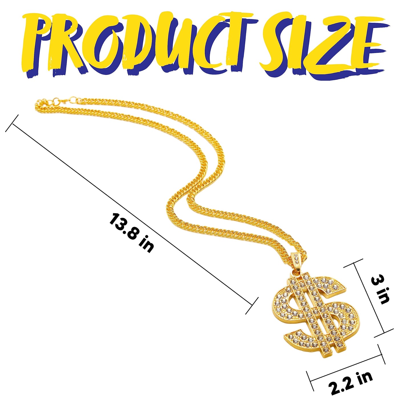 SYNCFUN Halloween Necklace Gold Dollar Chain,Plastic Chunky Fake Mens Women Chain,80s 90s Hip Hop Gold Jewlery Outfits Accessory,Halloween Props Costume