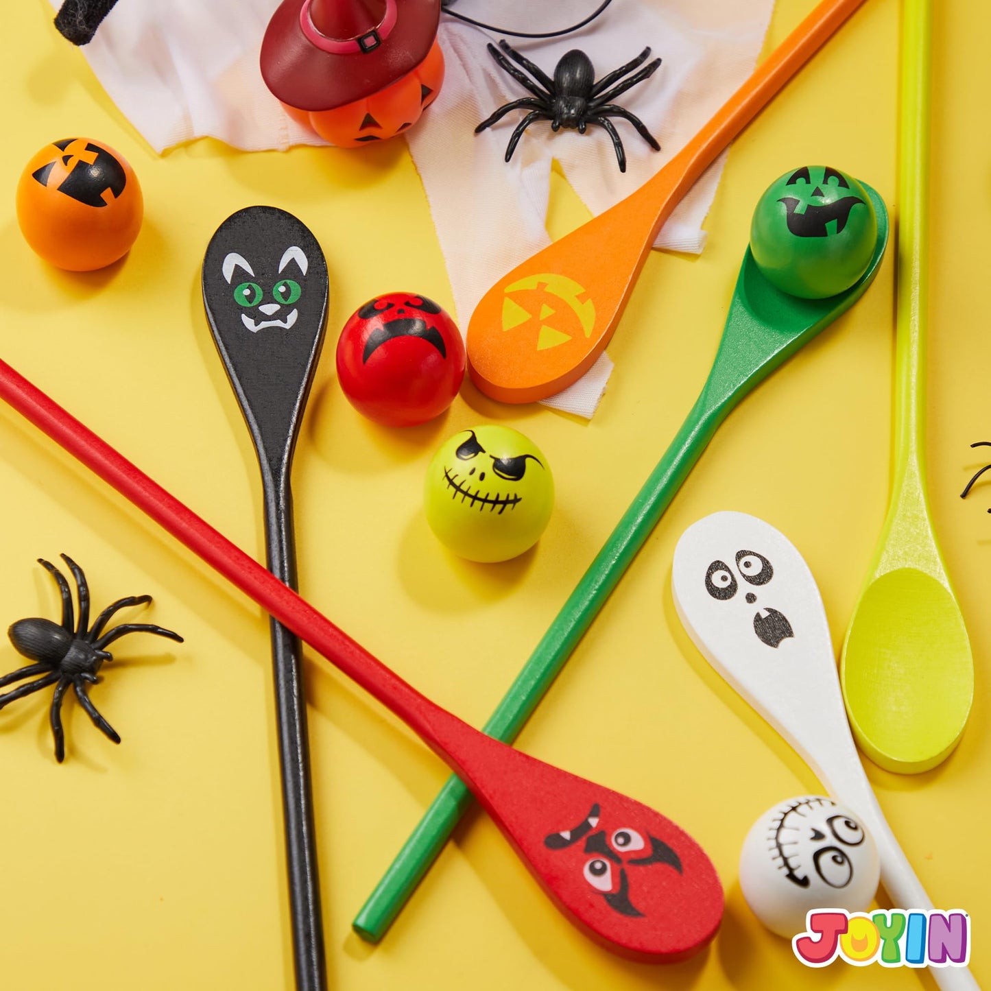 Joyfy 6 Packs Halloween Spoons Game Set,Eyeballs and Spoons Race Party Favors for Kids,Halloween Prizes,Halloween Activities for Kids