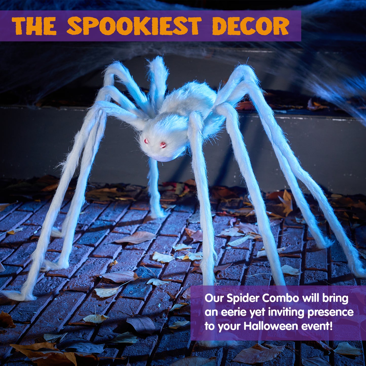 Joyfy 5 ft Giant Spider Halloween Decorations,Scary Spider Halloween Decorations Outdoor Party Decorations Props Halloween Yard Decorations,White