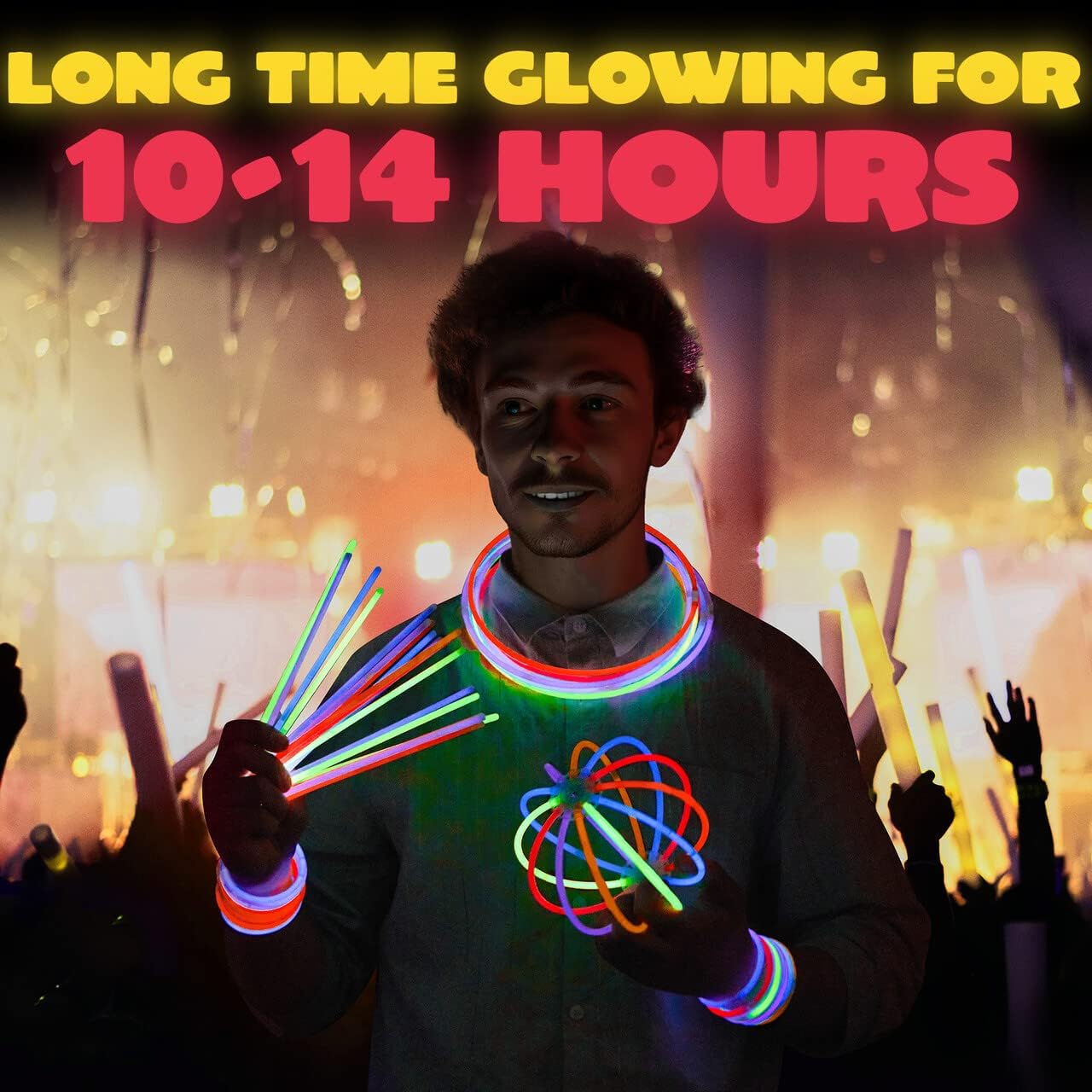 JOYIN 200 Pcs Glow Sticks, 8" Glow in the Dark Sticks Glow with Necklaces and Bracelets Connectors, Light-up Glowsticks Party Favors