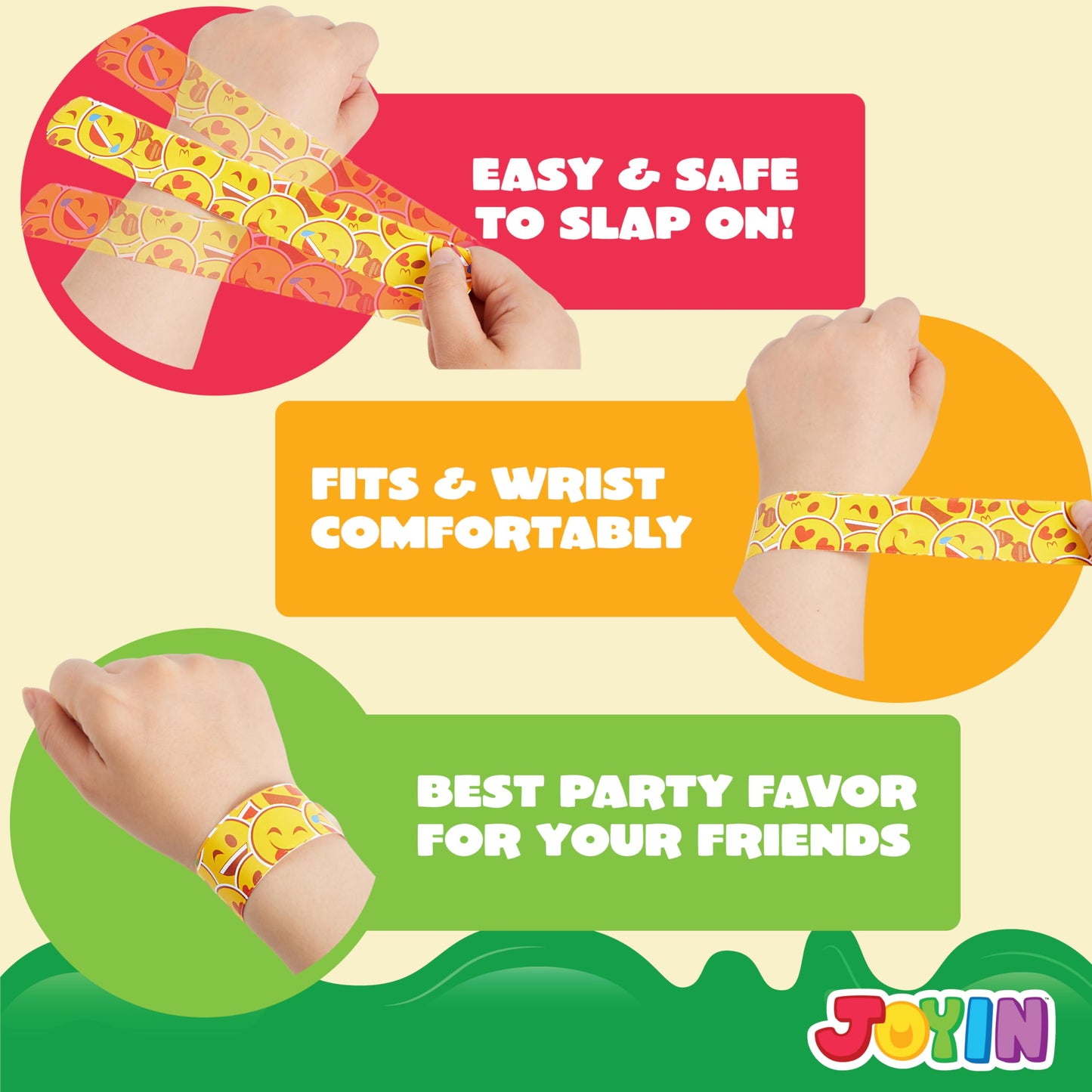 Syncfun 288 Pcs Slap Bracelets Party Favors - 36 Designs with Cute and Colorful Themes - for kids Easter Valentine Party Favors