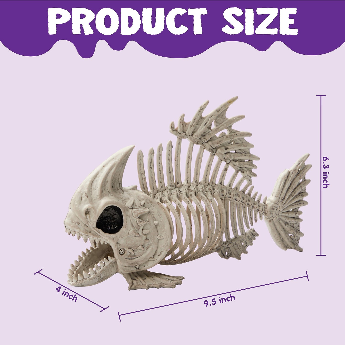 Joyfy 2 Pcs Fish Skeleton Halloween Decoration,9.5 Inch Posable Plastic Animals Halloween Skeleton for Indoor Outdoor Halloween Decorations,Haunted House Party Props