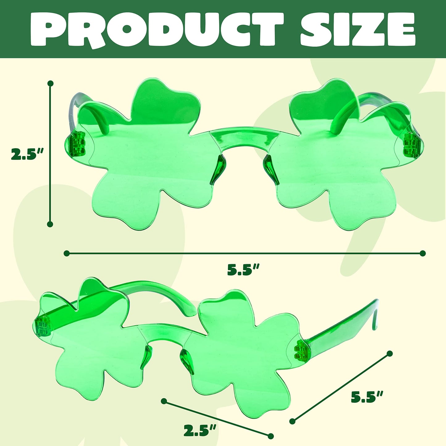 24 pairs of St. Patrick's Day clover sunglasses, clover glasses, St. Patrick's accessories party discount supply