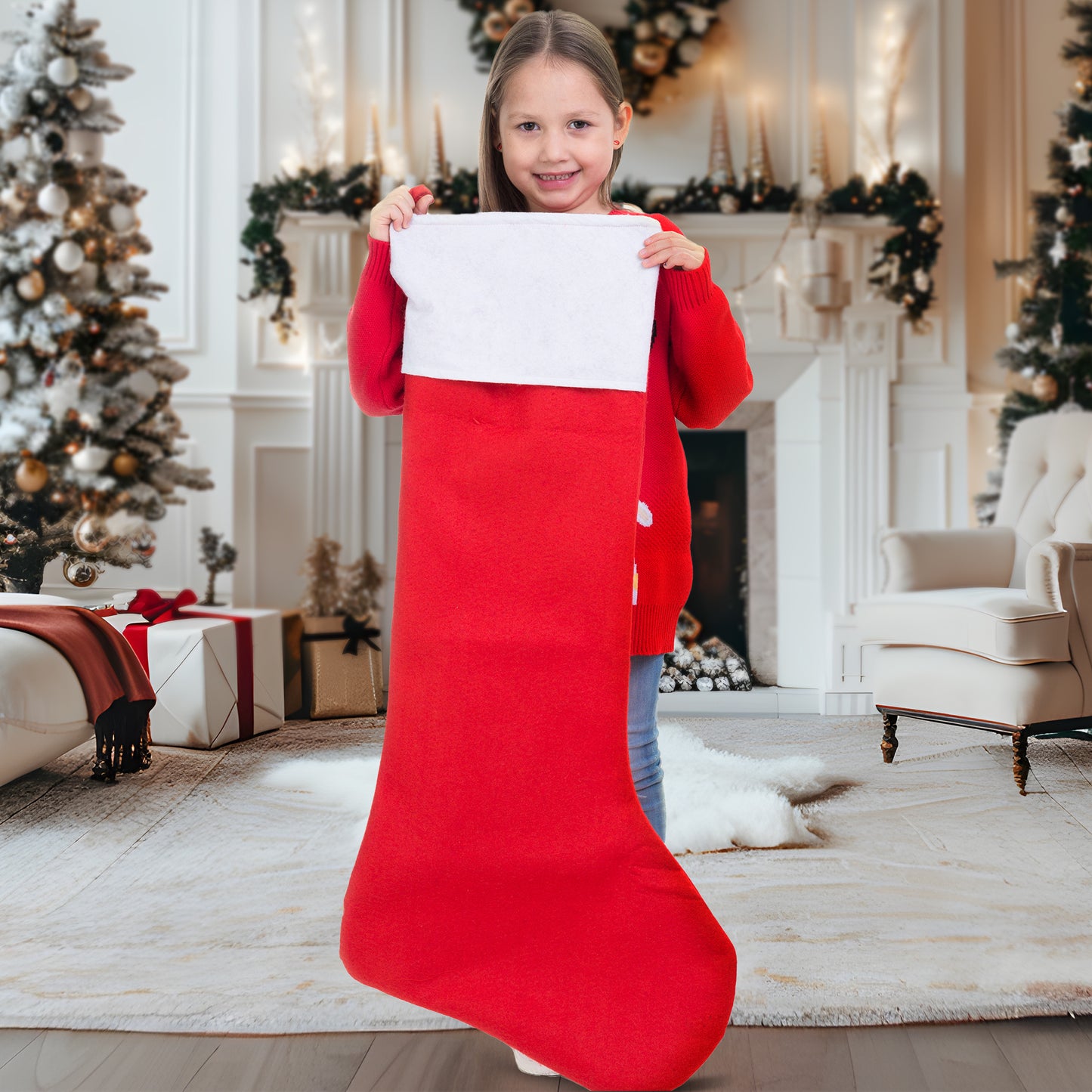 Joyfy 4 Pcs 38" Jumbo Felt Christmas Stockings, Giant Christmas Stocking Large Christmas Stocking for Family Holiday Season Decorations