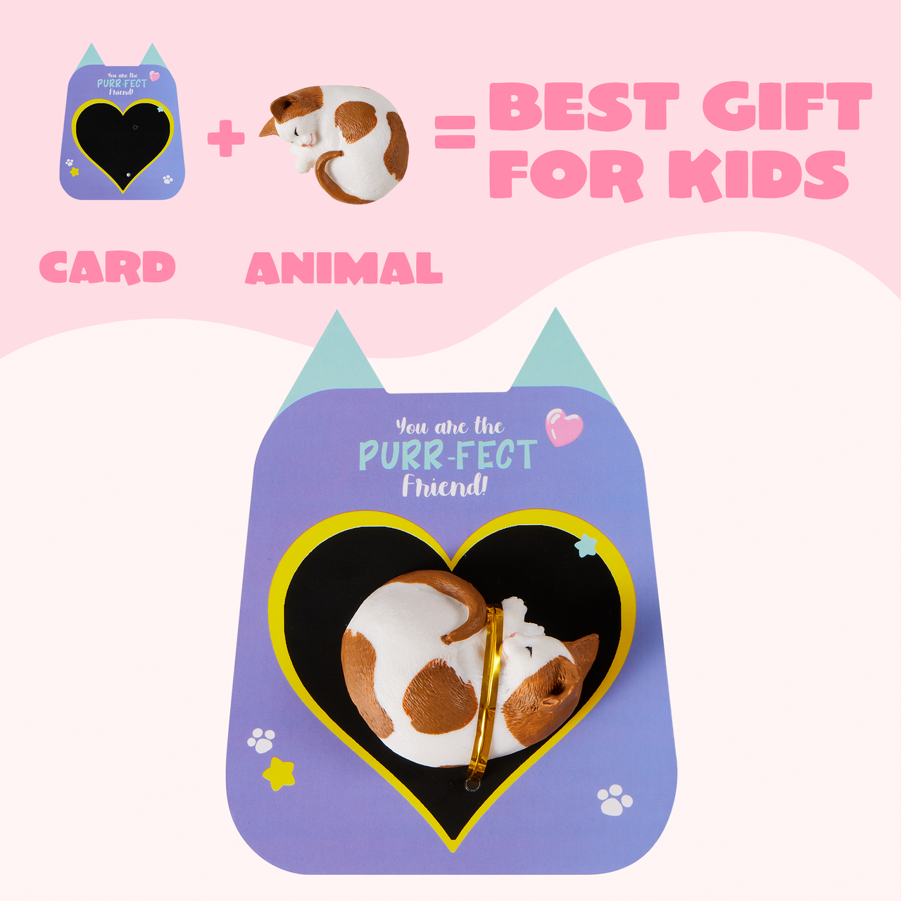 16 Pack Valentines Day Card with Dog and Cat Figure Toys for Valentine Kids Party Favor, Classroom Exchange Prizes, Valentine’s Greeting Cards