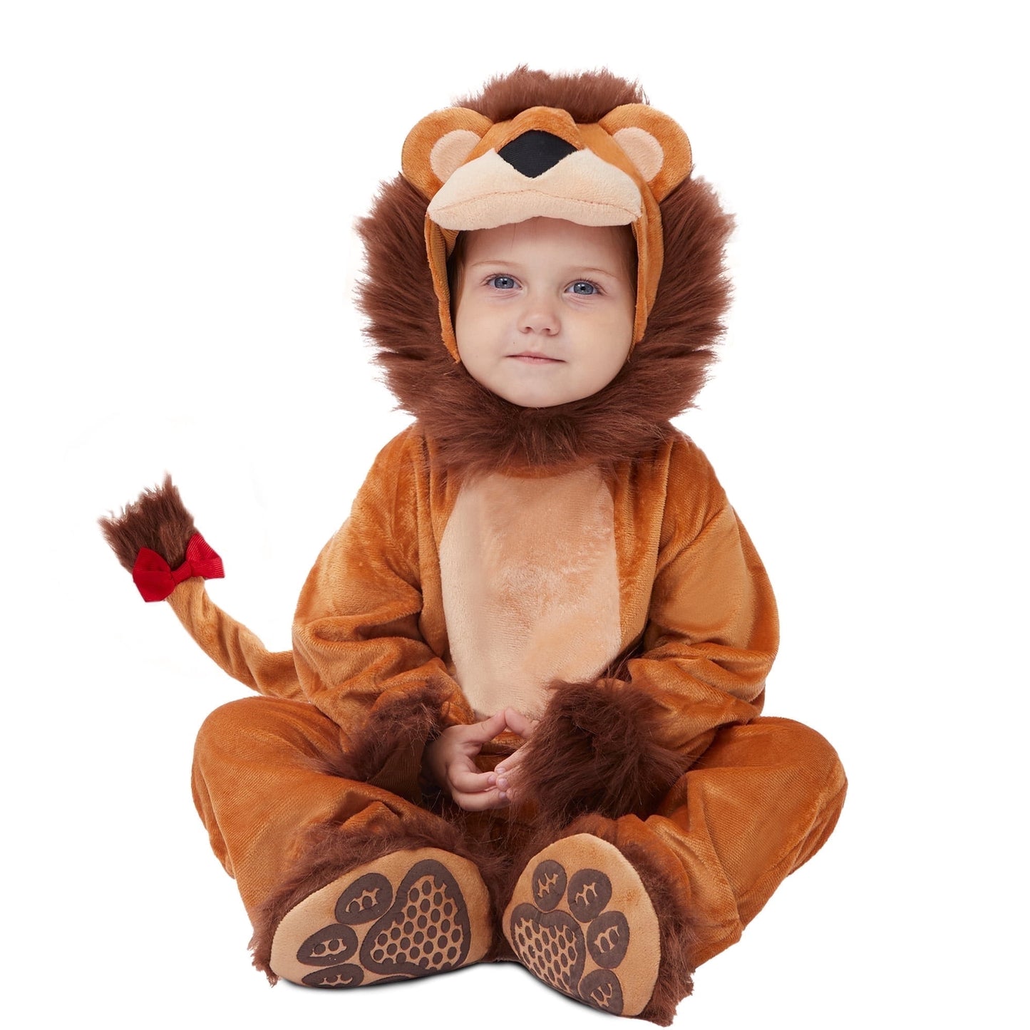 Joyfy Baby Brown Lion Costume with Booties for Halloween Dress up, Toddler Animal Pajamas, Brown Lion Outfits for Halloween Cosplay