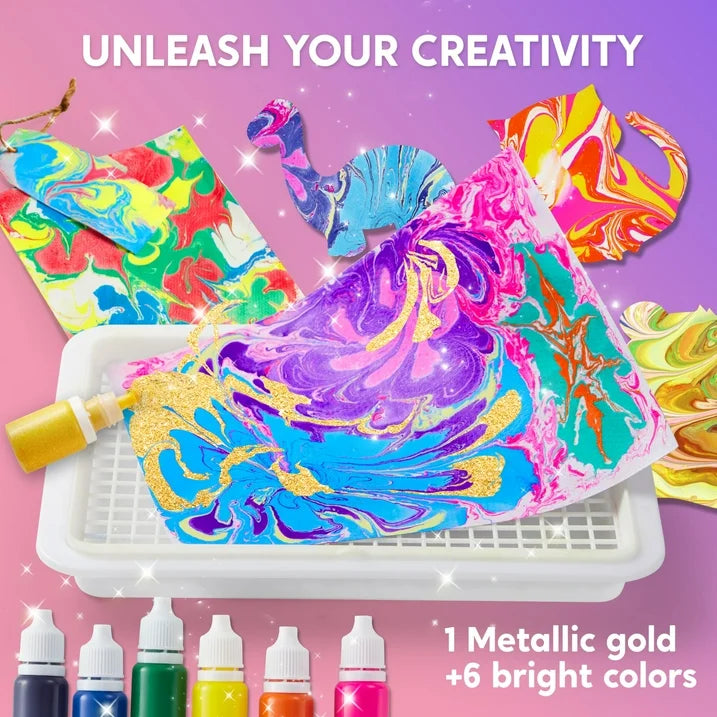 Syncfun Marbling Painting Kits For Kids, Water Marble Paint Craft Kits For Girls & Boys 6 To 12, Birthday Gift Ideal Arts And Crafts Activities For Kids