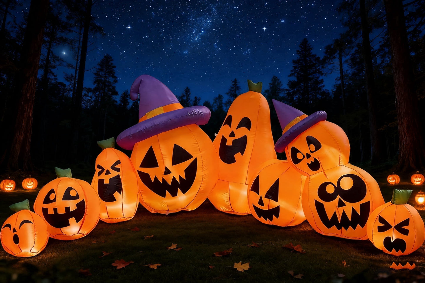 Joyfy 12.5 FT Halloween Inflatable Long Pumpkin with Witch Hat Decorations Inflatables with Build-in LEDs,Halloween Decor Outdoor Blow Up Yard Decorations