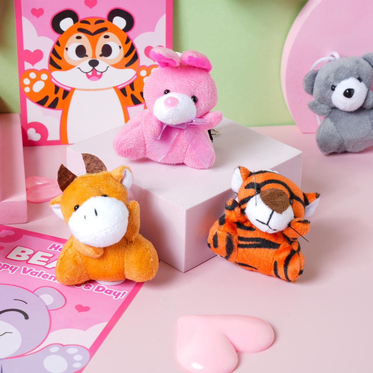 28 Pieces Valentine's Day Mini Stuffed Animals with Matching Bands