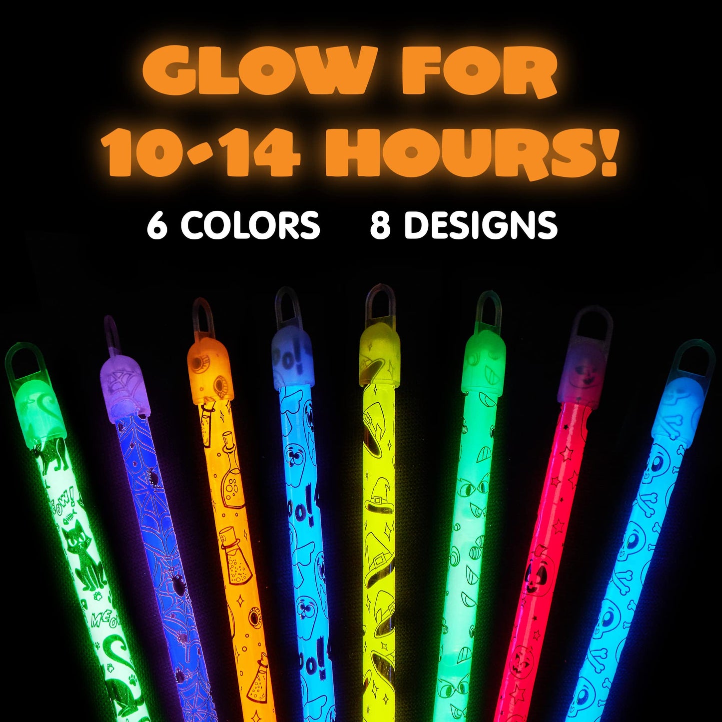 Sycnfun 36 Pcs Halloween Glow Sticks Bulk Party Pack,Hanging Wands Glow in The Dark Party Favors,Halloween Goodie Bag Fillers,Halloween Trinkets for Kids,Halloween Activities