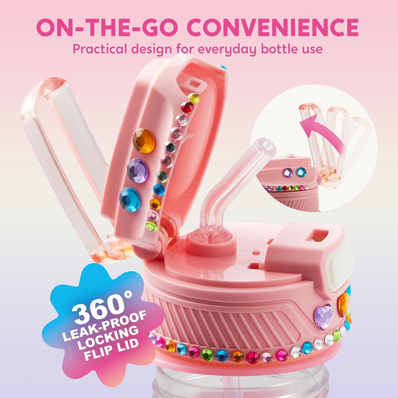 Joyfy Unicorn DIY Water Bottle Art and Craft Kit ,20 oz Girl's Water Bottle with Gem Stickers