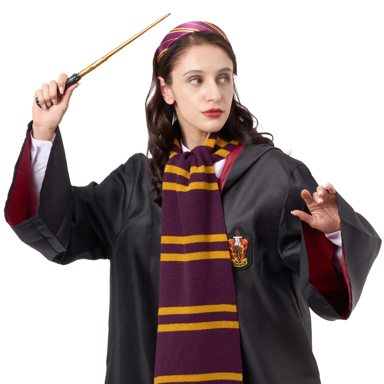 SYNCFUN 3 Pcs Halloween Wizard Costume Accessories Set with Tie Wand,and Headbands,Cosplay Accessories for Kids and Adults Dress Up