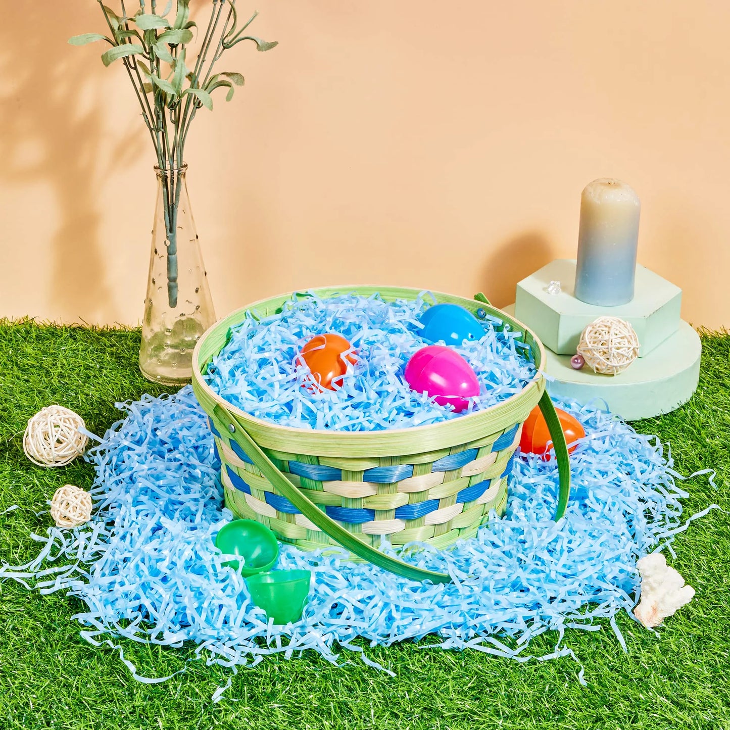 Joyfy 12 Oz Easter Plastic Grass in 6 Colors, Easter Shred Packaging Filler for Easter Basket Filling, Gift Wrapping, Easter Egg Stuffer Party Supplies